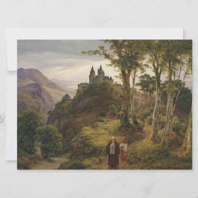 Tarjeta Paisaje romántico con complejo de monasterios (Anverso)