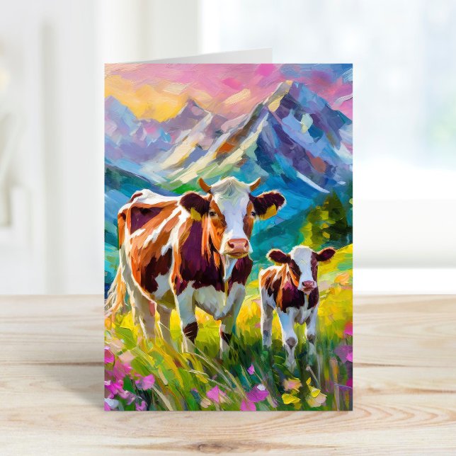 Tarjeta Paisaje rural vibrante con vacas (Subido por el creador)