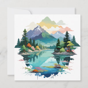 Tarjeta Paisaje Sereno Tranquilo Naturaleza Tranquila Arte