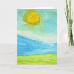 Tarjeta Paisaje Soleado de Arte Naíf Caprichoso