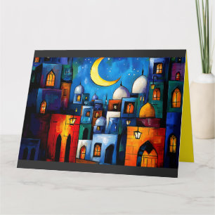 Tarjeta Paisaje urbano de Ramadán Una vibrante fusión de