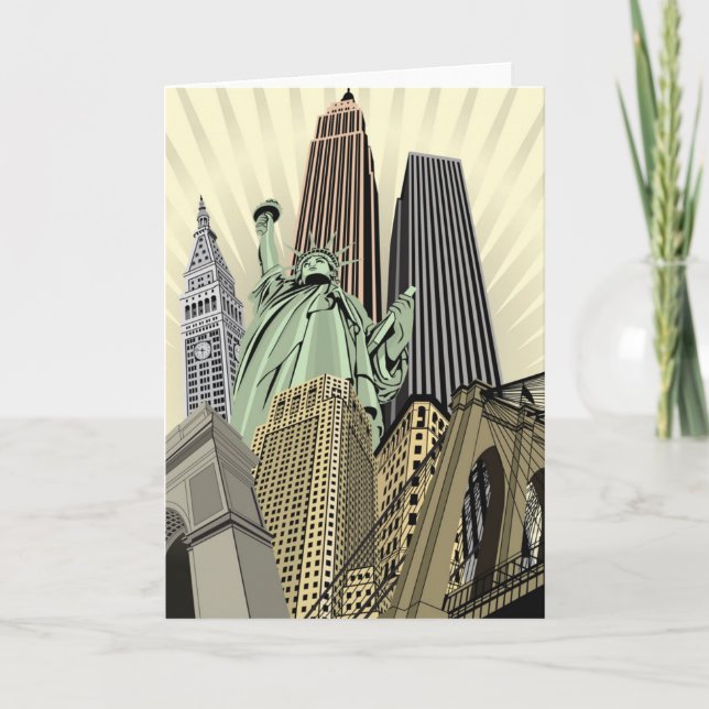 Tarjeta Paisaje urbano estilizado estupendo NYC (Anverso)
