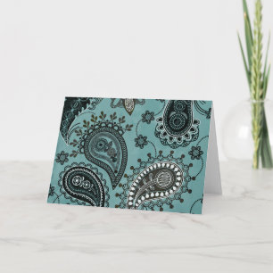 Tarjeta paisley azul teñido oscuro