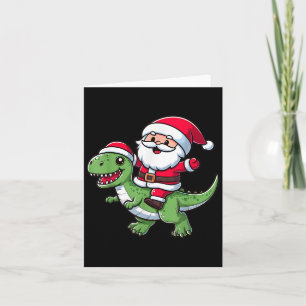 Tarjeta Pajama Santa Claus Ride T Rex Dinosaur F