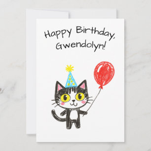 Tarjeta Pajarita de Cumpleaños de Gato Esmoquin con Estilo