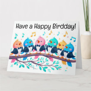 Tarjeta Pajaritos Cantando una Feliz Cumpleaños! 