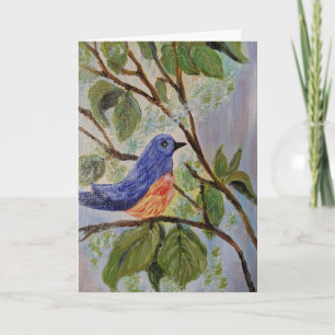 Tarjeta Pájaro azul en abril