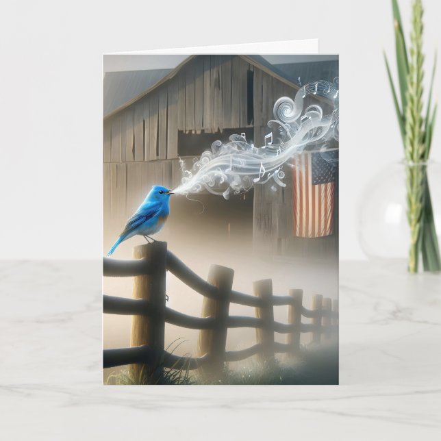 Tarjeta Pájaro Azul En La Granja De Granjas (Anverso)
