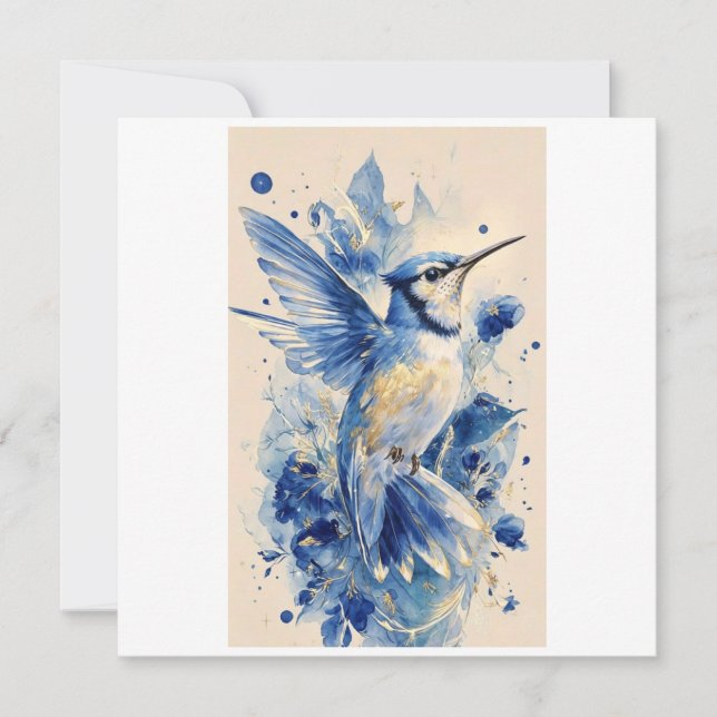 Tarjeta pájaro azul hermoso (Anverso)