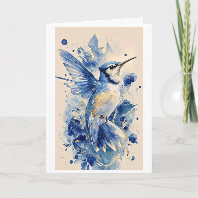 Tarjeta pájaro azul hermoso (Anverso)