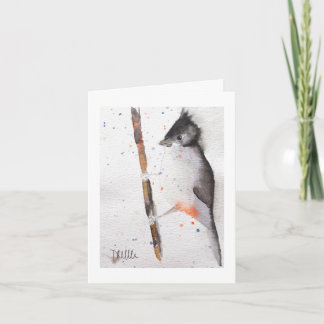 Tarjeta Pájaro Bonito Acuarela Navidad