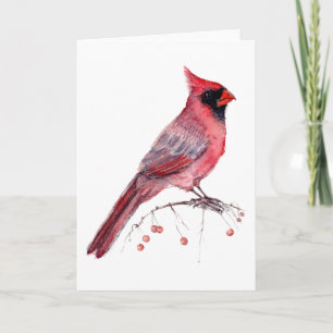 Tarjeta Pájaro Cardinal Rojo