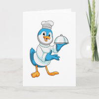 Pájaro como cocinero con fuente