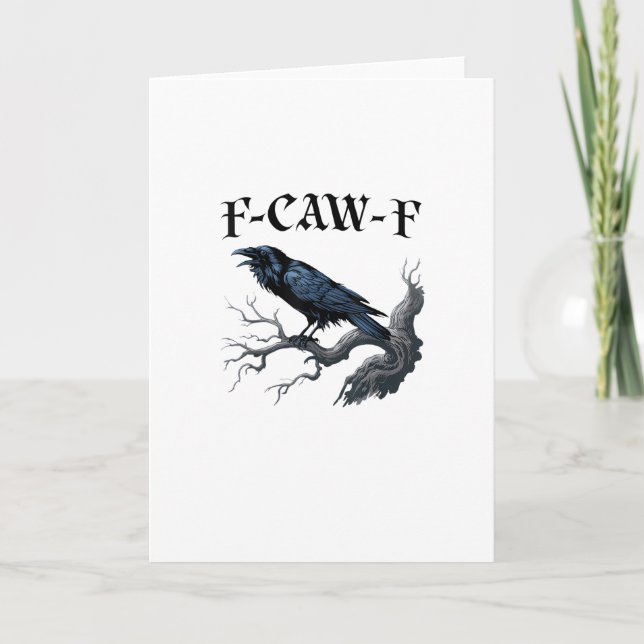 Tarjeta Pájaro Cuervo Divertido F-Caw-F (Anverso)