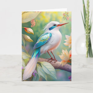 Tarjeta Pájaro de fantasía del ala Verde azulada irlandesa