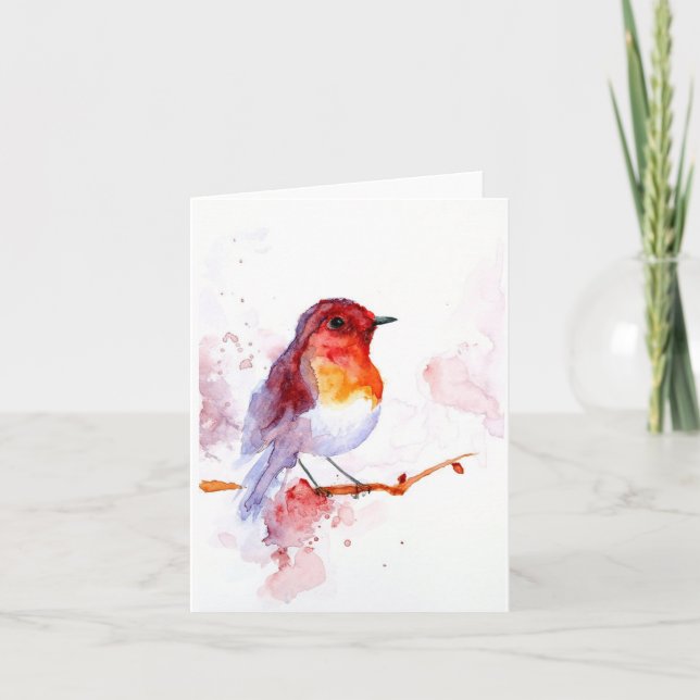 Tarjeta pájaro de la acuarela (Anverso)