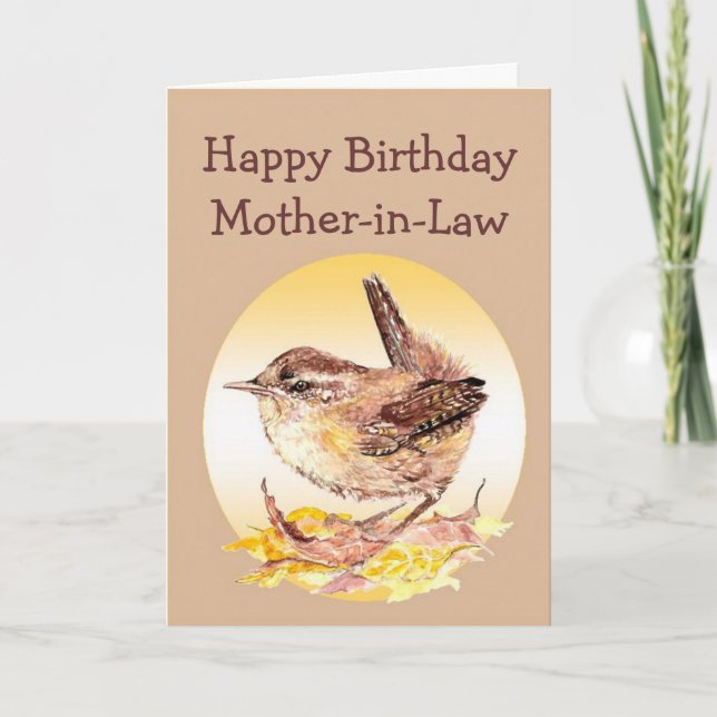 Tarjeta Pájaro de la acuarela de la cuñada de cumpleaños f (Anverso)
