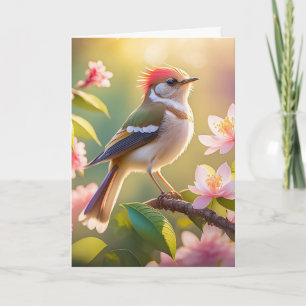 Tarjeta Pájaro de la Fantasía de Warbler con cabeza roja