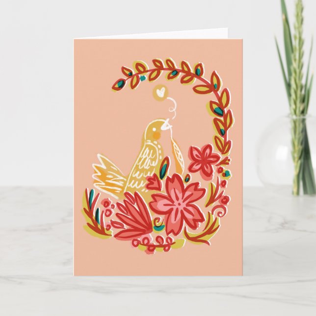 Tarjeta Pájaro de la primavera que soña sobre amor (Anverso)