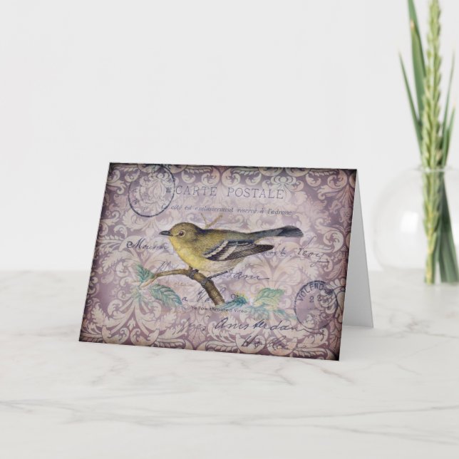 Tarjeta Pájaro del vintage (Anverso)