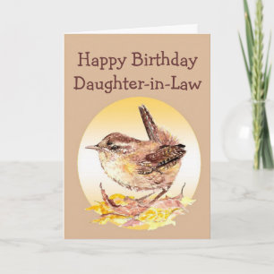 Tarjeta Pájaro del Wren de la acuarela de la hija del