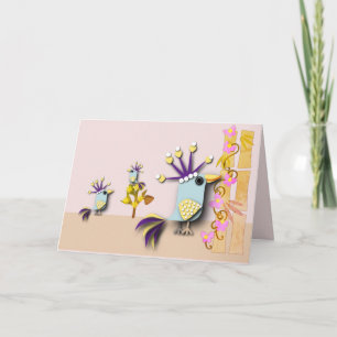 Tarjeta Pájaro Divertido Ocasión en Blanco