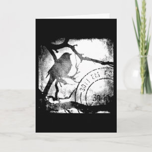 Tarjeta Pájaro en un monocromo de la rama