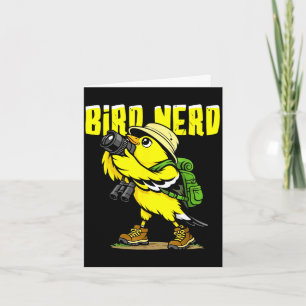 Tarjeta Pájaro nerd divertido observando pájaros americano
