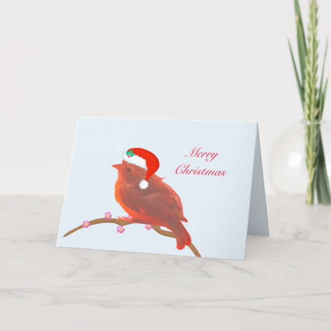 Tarjeta pájaro pequeño y lindo de Navidad (Anverso)