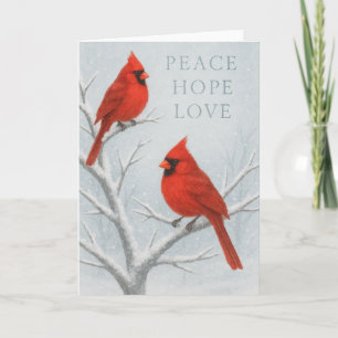 Tarjeta Pájaro Rojo Paz, Esperanza y Amor