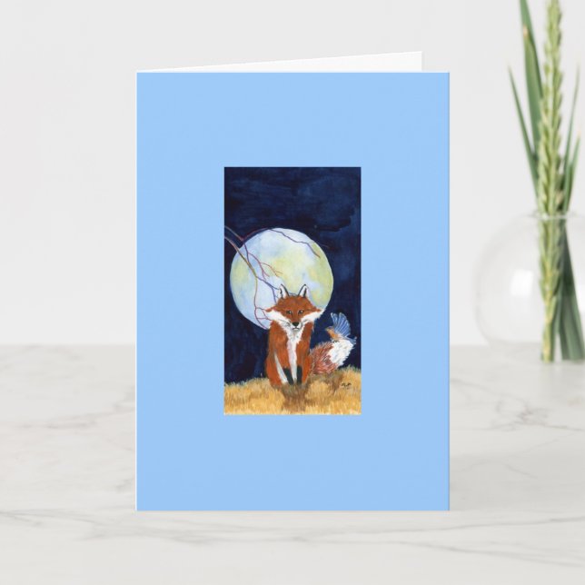 Tarjeta Pájaro rojo y azul (Anverso)