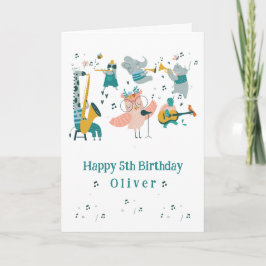 Tarjeta Pájaro rosa con banda animal