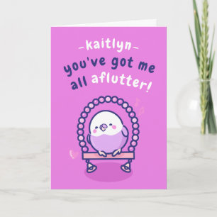 Tarjeta Pájaro Rosa Romántico Chiste Día de San Valentín D