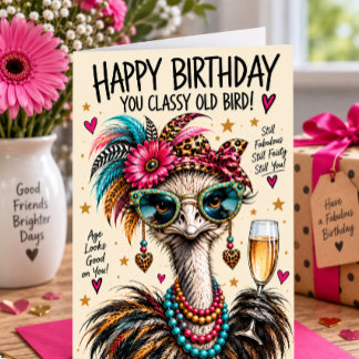 Tarjeta Pájaro Viejo con Clase