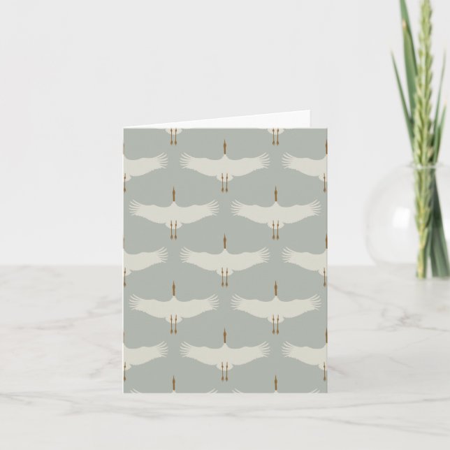 Tarjeta Pájaros azul turbulentos Neutrales Cisnes Monogram (Anverso)