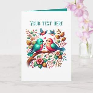 Tarjeta Pájaros de amor lindos Boda agregar texto 