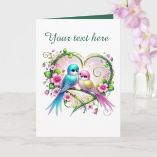 Tarjeta Pájaros de amor lindos Boda agregar texto