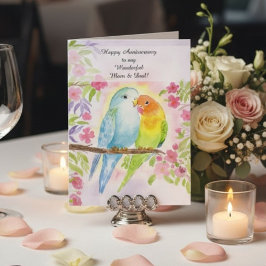 Tarjeta Pájaros de amor Mamá y Papá Feliz Aniversario
