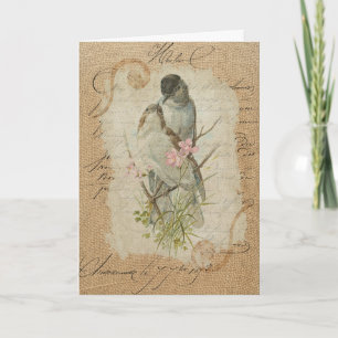 Tarjeta Pájaros de Amor Victorianos Franceses Canción de A