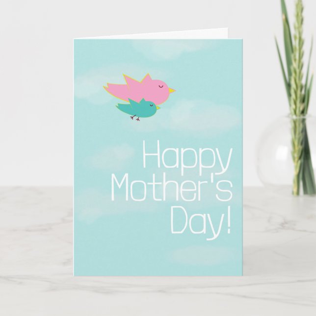 Tarjeta Pájaros de mamá y bebé (Anverso)