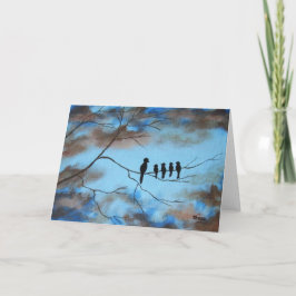 Tarjeta Pájaros en árbol en arte abstracto del día de