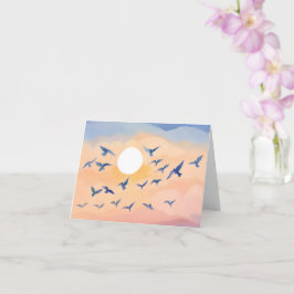 Tarjeta Pájaros en Vuelo | Acuarela de Naturaleza Atardece