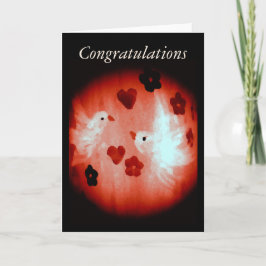 Tarjeta Pájaros rojos del amor de los corazones de las
