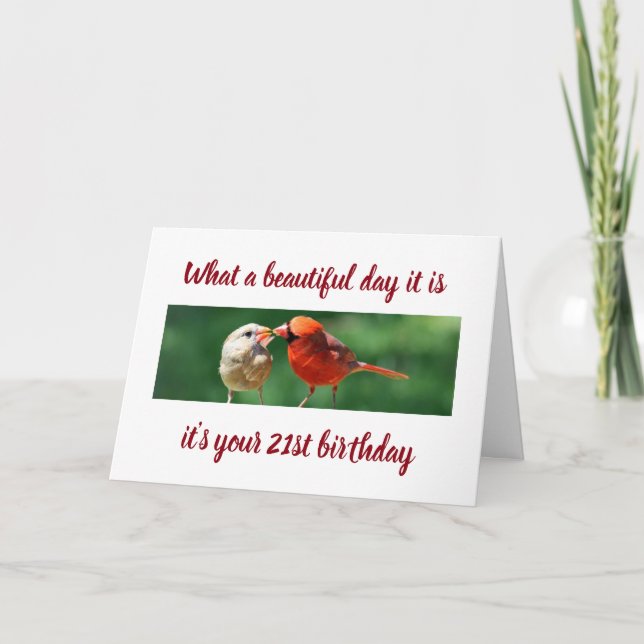 TARJETA PÁJAROS TUITEANDO SUS **21 DESEOS DE CUMPLEAÑOS** (Anverso)