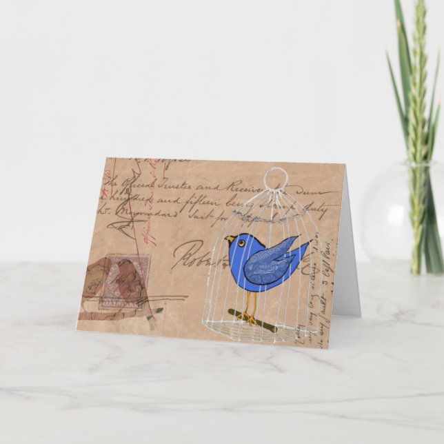 Tarjeta Pájaros y Efímera, Cumpleaños (Anverso)