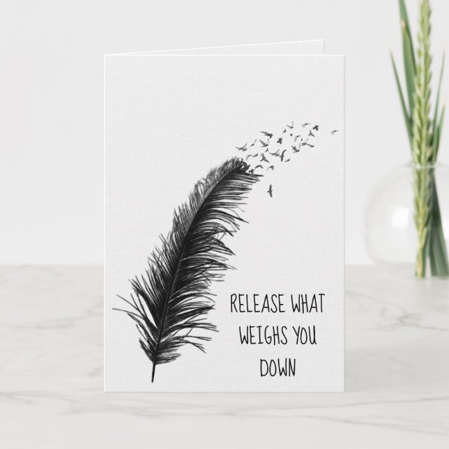 Tarjeta Pájaros y plumas negras (Anverso)