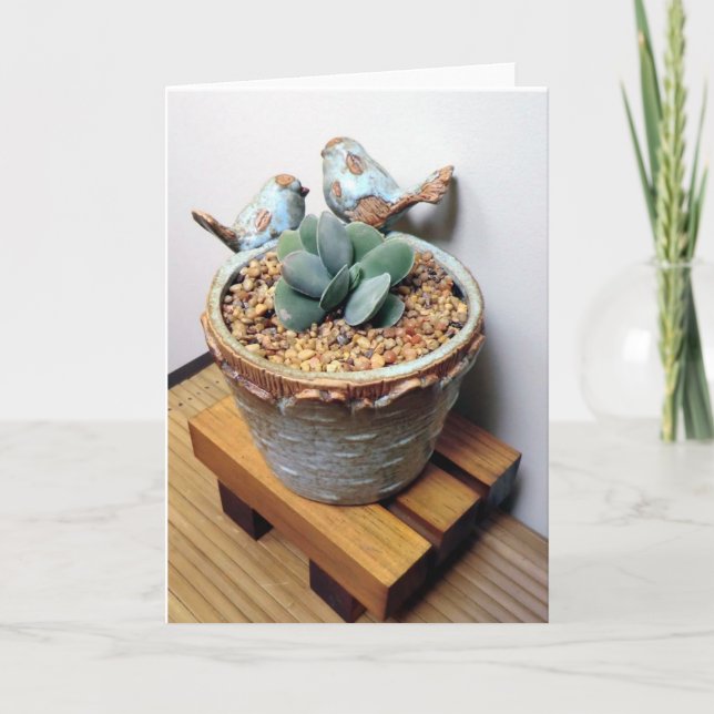 Tarjeta Pájaros y Succulents Notecard (Anverso)