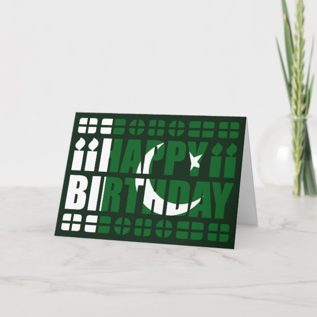 Tarjeta Pakistan Flag Birthday Card (Anverso)