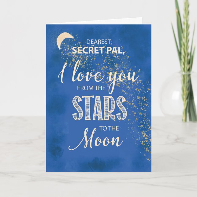 Tarjeta Pal secreto, amor de estrellas a cielo nocturno lu (Anverso)