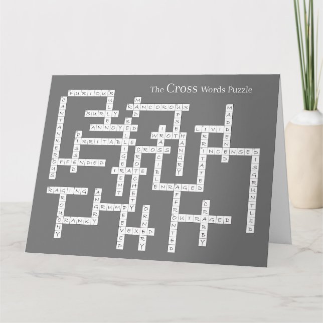 Tarjeta Palabras cruzadas Rompecabezas Semántica Humor Gri (Anverso)